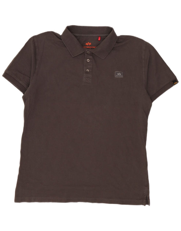 ALPHA INDUSTRIES Mens Polo Shirt XL Grey Cotton