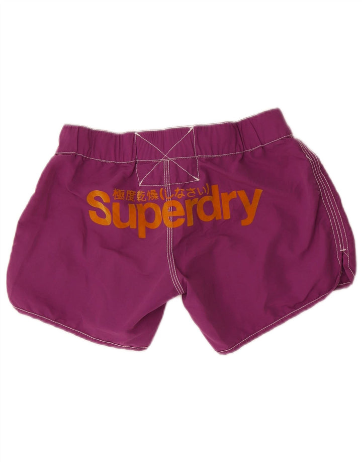 Pantaloncini da bagno grafici da donna Superdry UK 12 poliestere viola medio