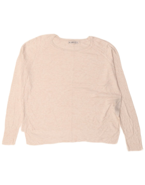 Maglione girocollo oversize da donna Zara UK 16 Large in viscosa bianca
