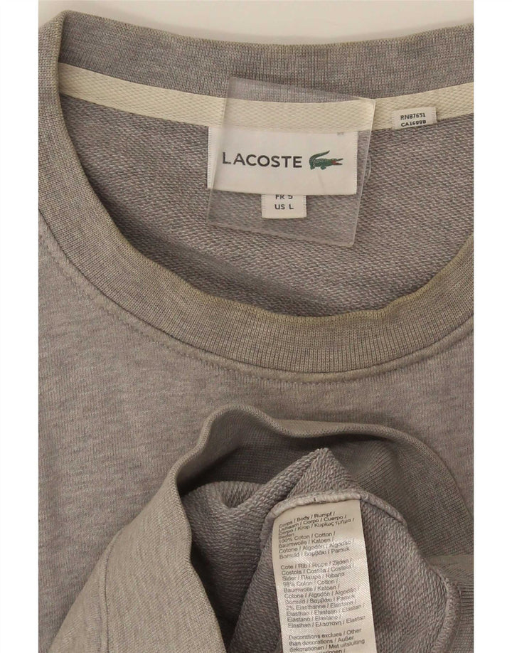 Felpa grafica da uomo Lacoste, taglia 5, grande, cotone grigio