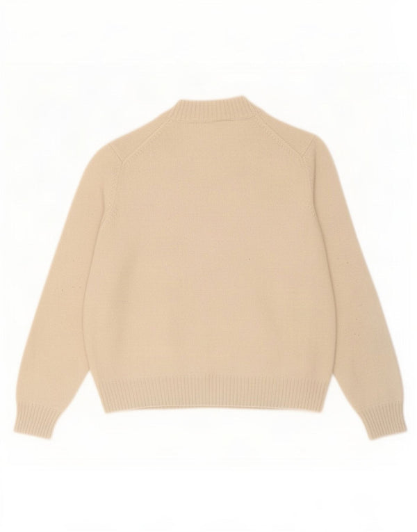 Maglione maglione collo alto da donna Barbour UK 14 lana merino beige grande
