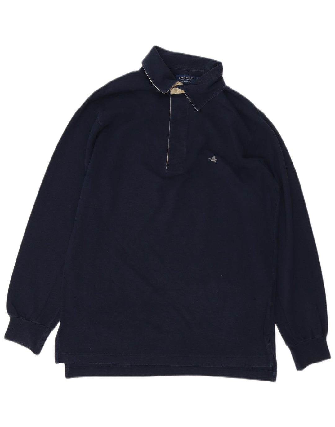 Polo da uomo a maniche lunghe Brooksfield IT 48 cotone blu navy medio