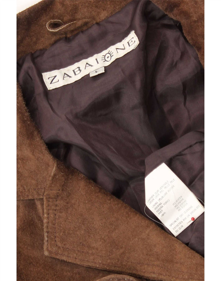 Giacca in pelle scamosciata da donna Zabaione UK 14 Large in pelle marrone
