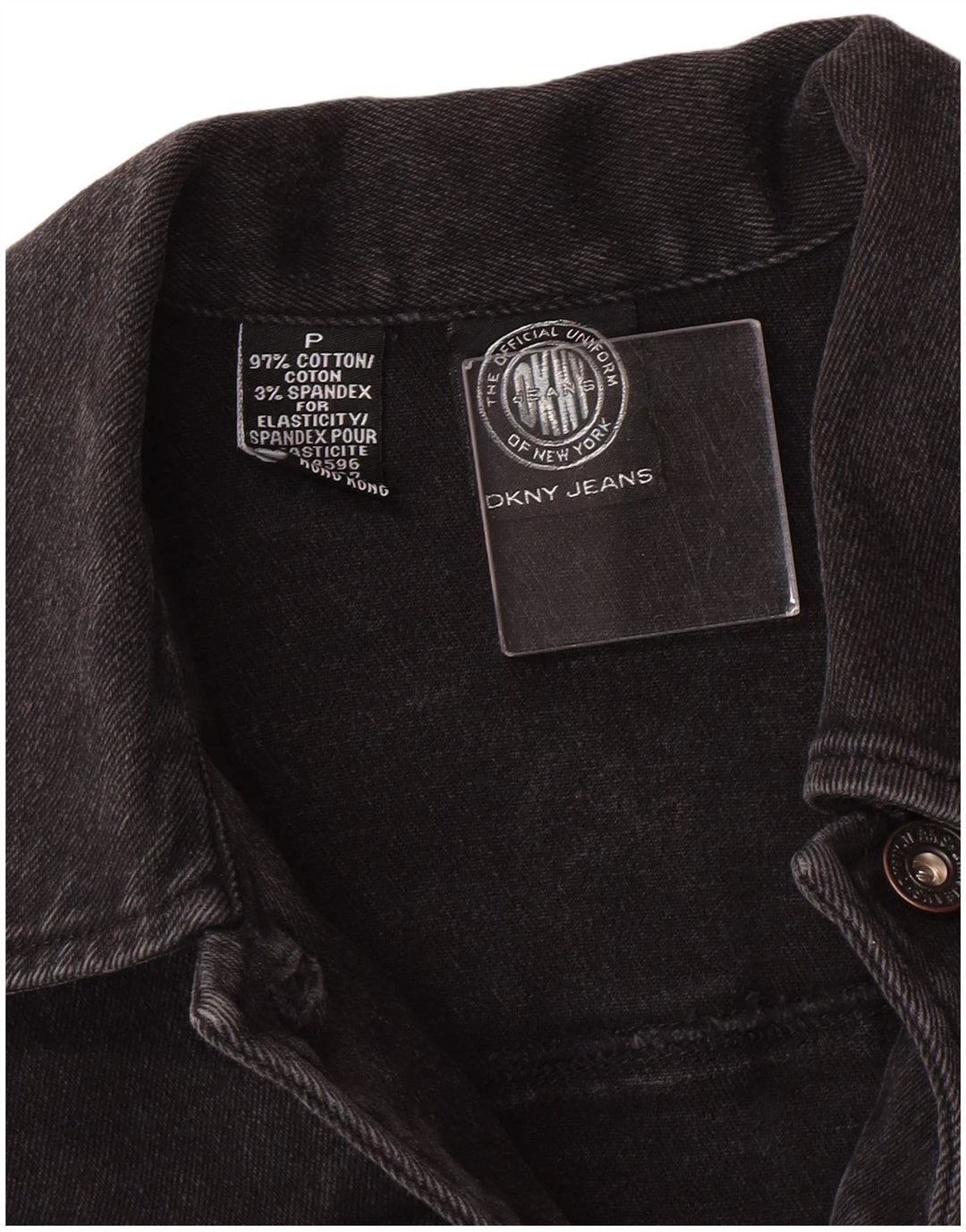 Dkny Donna Petite Denim Giacca di jeans UK 6 XS Nero Cotone Classico