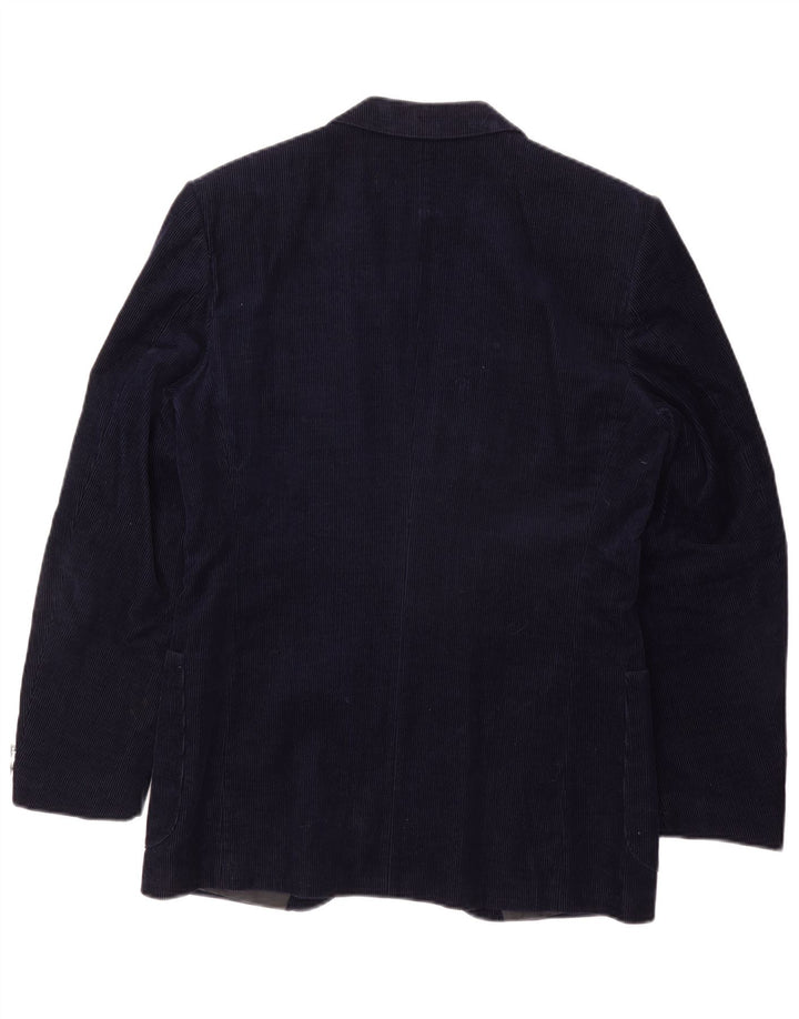 JINGLERS Mens 2 Button Corduroy Blazer Jacket IT 50 Large Navy Blue Cotton