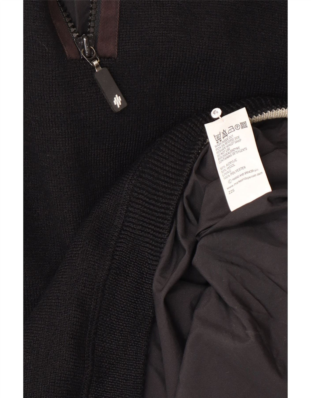 Maglione da uomo Marks & Spencer con zip e collo in acrilico nero medio