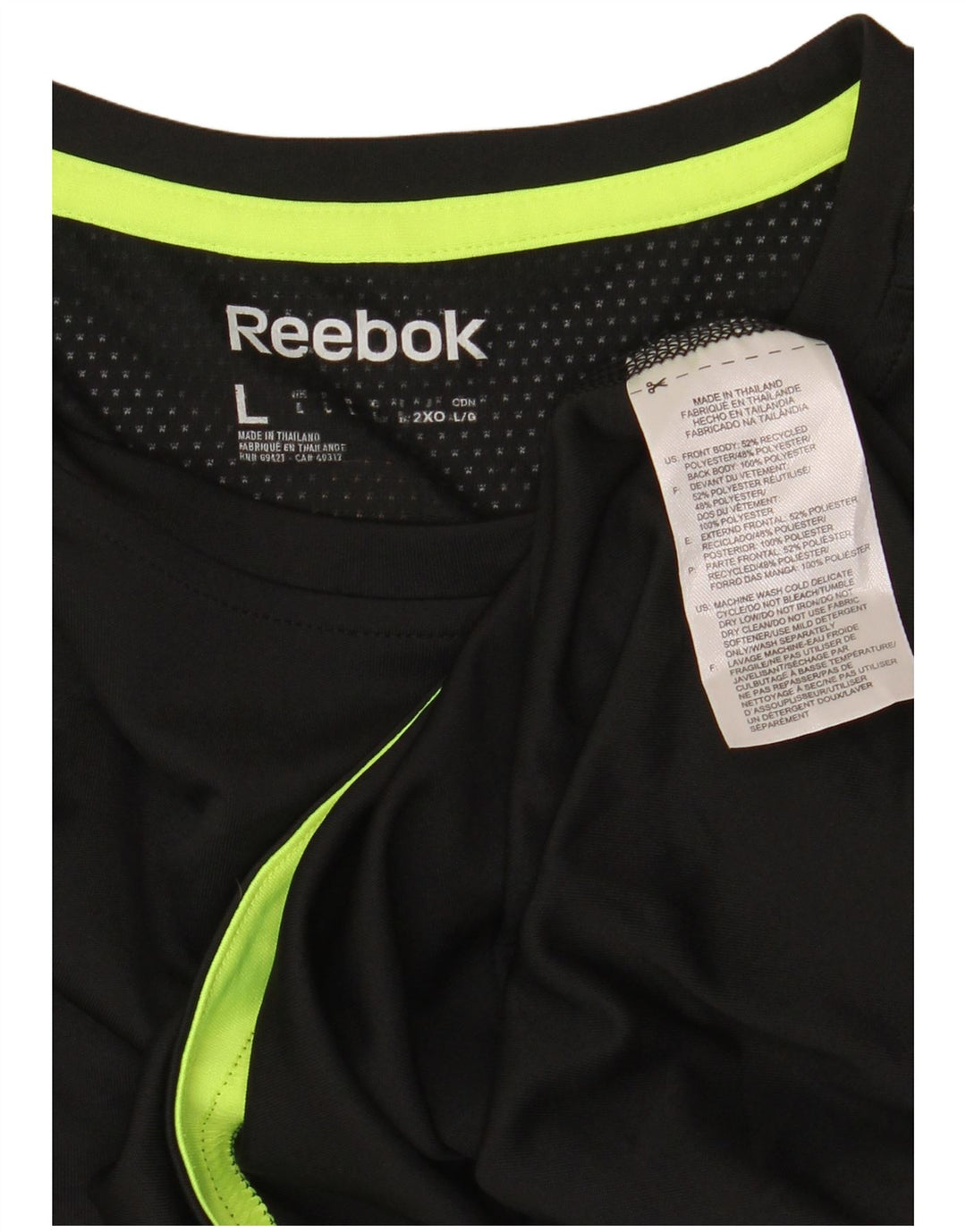 Top Reebok da uomo a manica lunga grande nero in poliestere