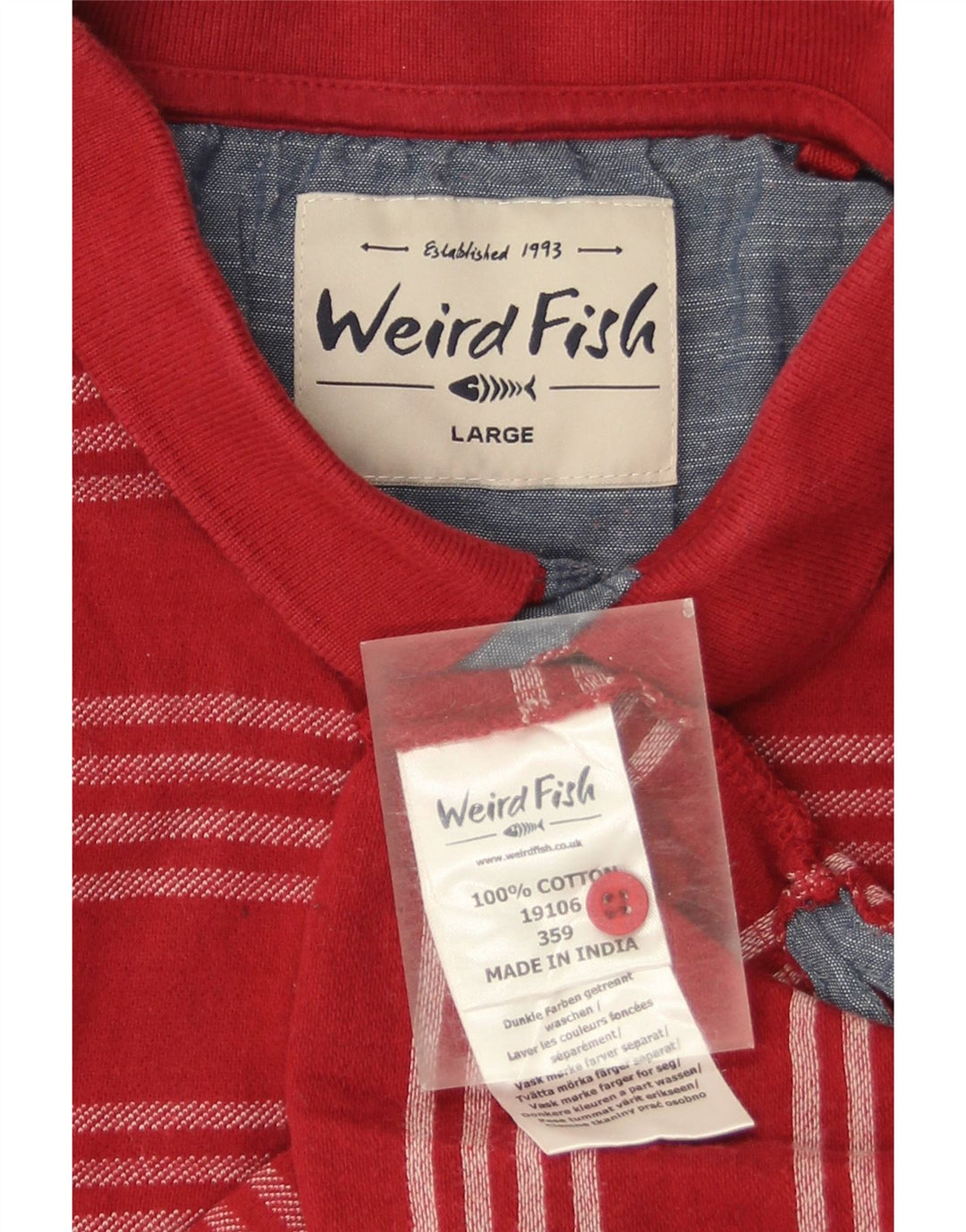 Polo da uomo Weird Fish grande in cotone a righe rosse