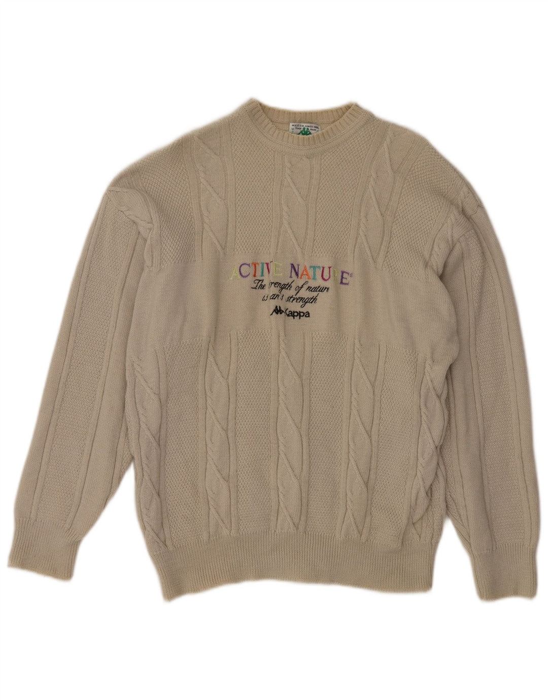 Maglione da uomo girocollo con grafica KAPPA grande beige
