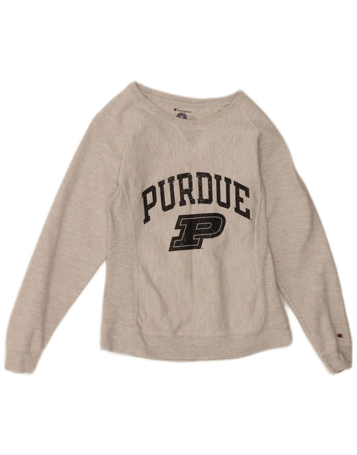 CHAMPION Womens Purdue Graphic Sweatshirt Jumper UK 10 Small Grey Cotton