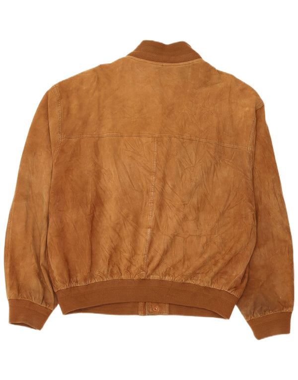 Giubbotto bomber in pelle scamosciata vintage da uomo UK 42 XL in pelle marrone