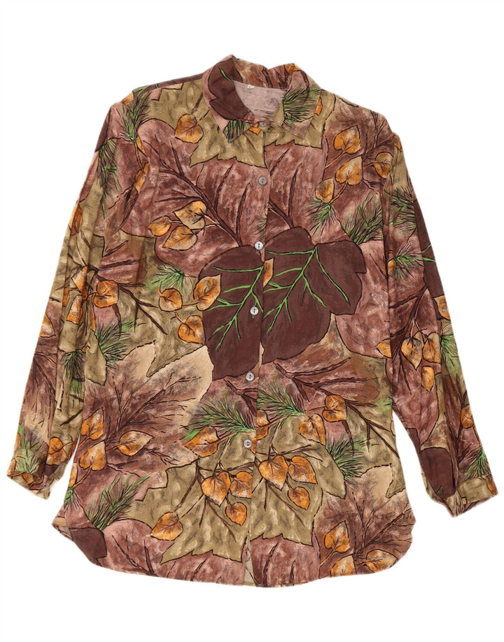 Camicia vintage da donna UK 14 Viscosa floreale multicolore media