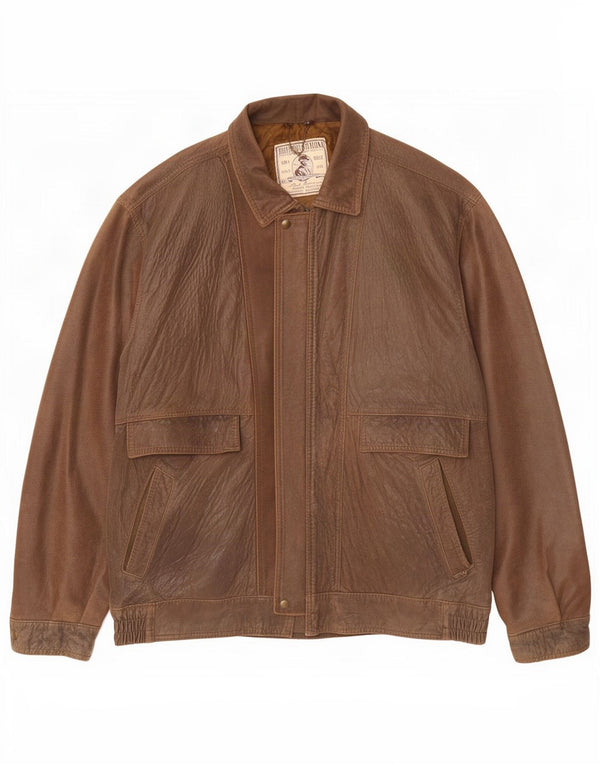 Pelletteria Giacca in Pelle da Uomo UK 42 XL Marrone