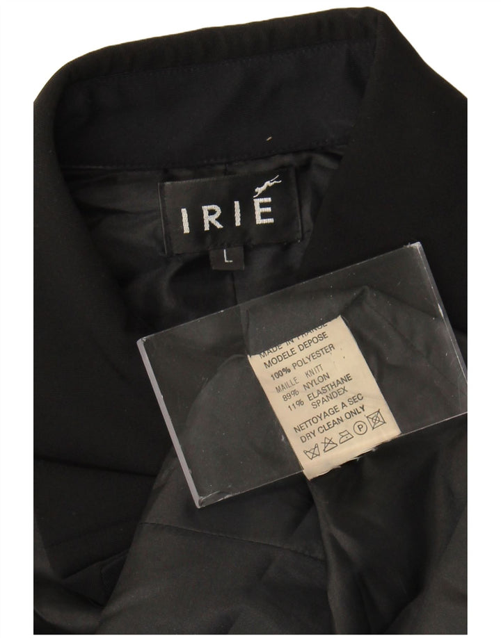 Giacca blazer vintage da donna a 6 bottoni UK 14 grande poliestere nero