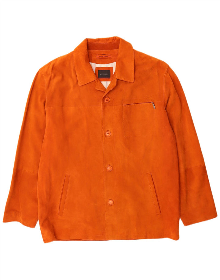 Giacca in pelle scamosciata da uomo Pierre Cardin IT 50 Large in pelle arancione