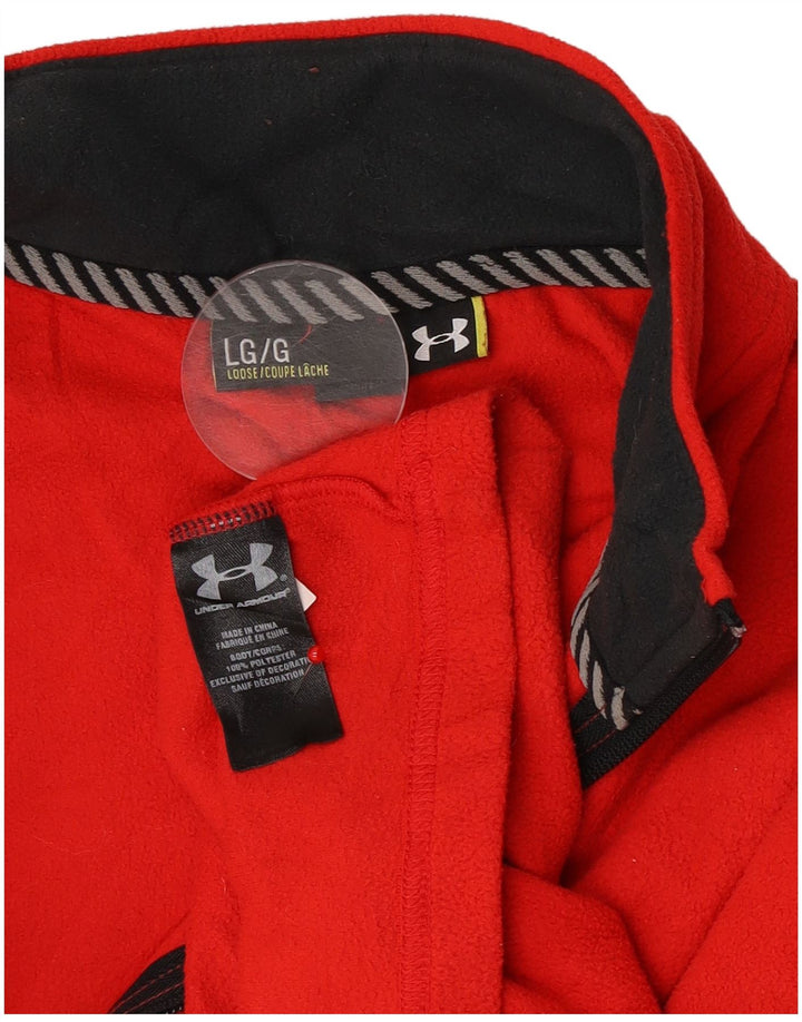 Maglione in pile da uomo Under Armour con collo grafico con zip, grande poliestere rosso