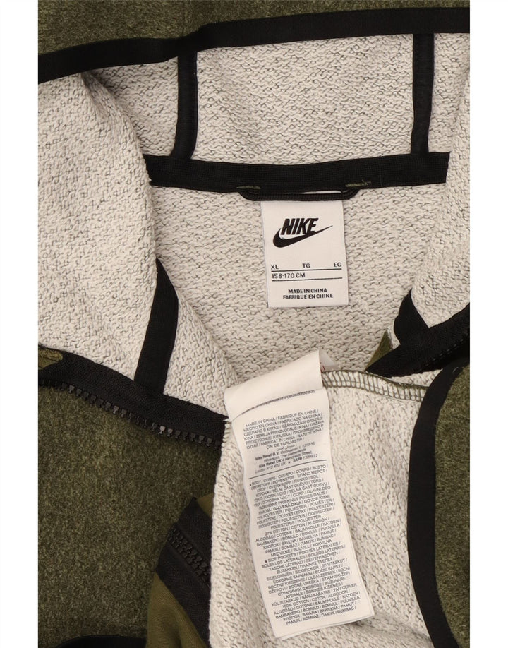 Felpa con cappuccio e zip Nike da bambino 13-14 anni XL poliestere kaki
