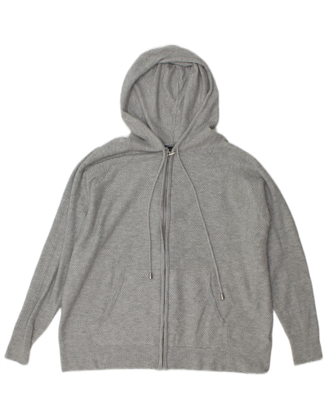 Maglione con cappuccio e zip in maglia da donna Marks & Spencer UK 14 Viscosa grigio medio