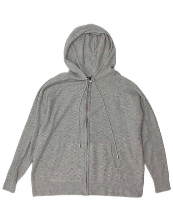 Maglione con cappuccio e zip in maglia da donna Marks & Spencer UK 14 Viscosa grigio medio