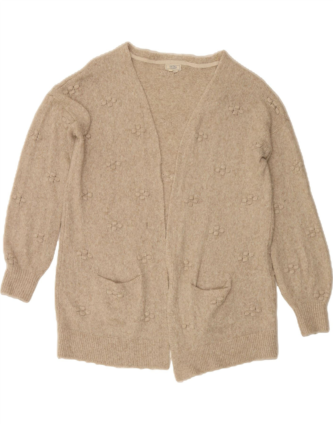 FAT FACE Womens Oversized Open Cardigan Sweater UK 10 Small Beige Nylon Vintage Fat Face and Second-Hand Fat Face from Messina Hembry 