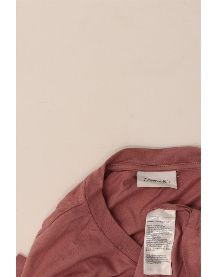 CALVIN KLEIN T-shirt grafica da donna Top UK 18 XL Cotone rosa