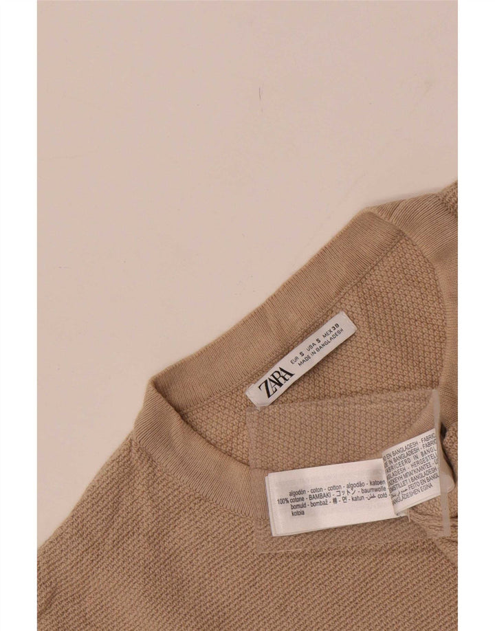 T-shirt Zara da uomo Top Small in cotone beige