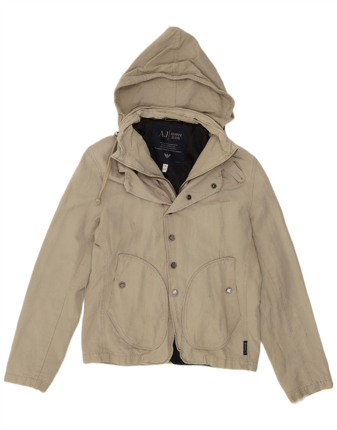 Giubbotto bomber con cappuccio da uomo Armani Jeans EU 50 cotone beige medio