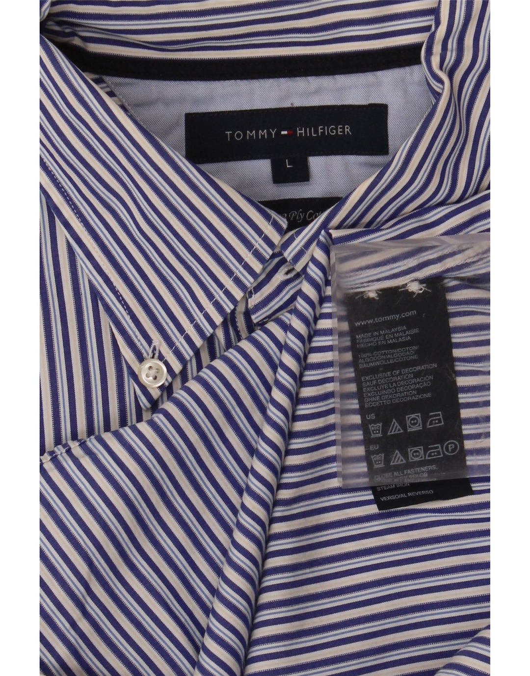 Camicia da uomo Tommy Hilfiger grande cotone a righe blu