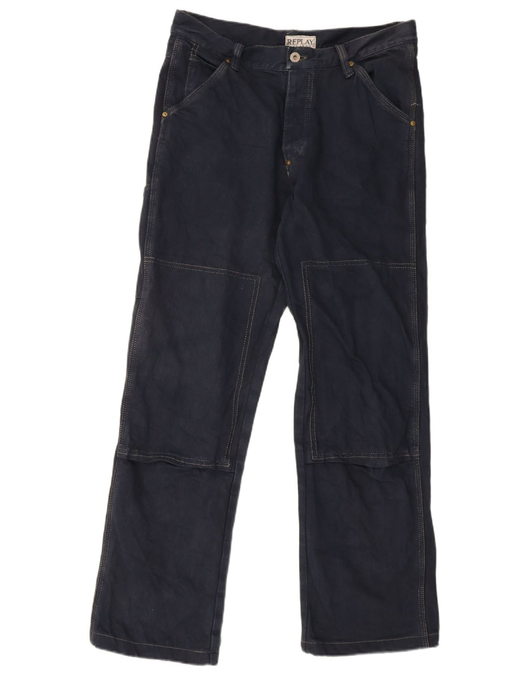 Replay Jeans dritti cargo da uomo W34 L34 cotone blu navy