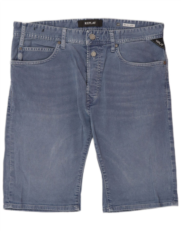 REPLAY Pantaloncini di jeans da uomo W32 cotone blu medio