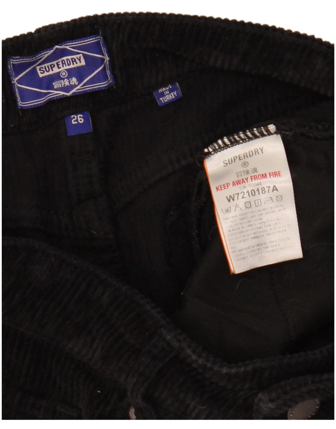 Mini gonna da donna in velluto a coste Superdry W26 piccola in cotone nero