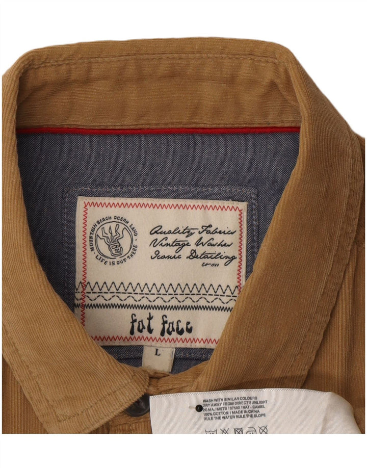 Camicia da uomo in velluto a coste Fat Face, cotone beige grande