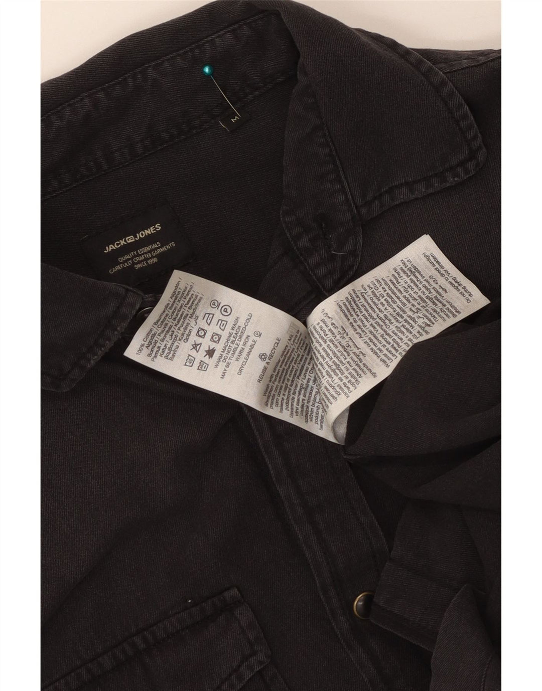 JACK & JONES Camicia di jeans da uomo in cotone nero medio
