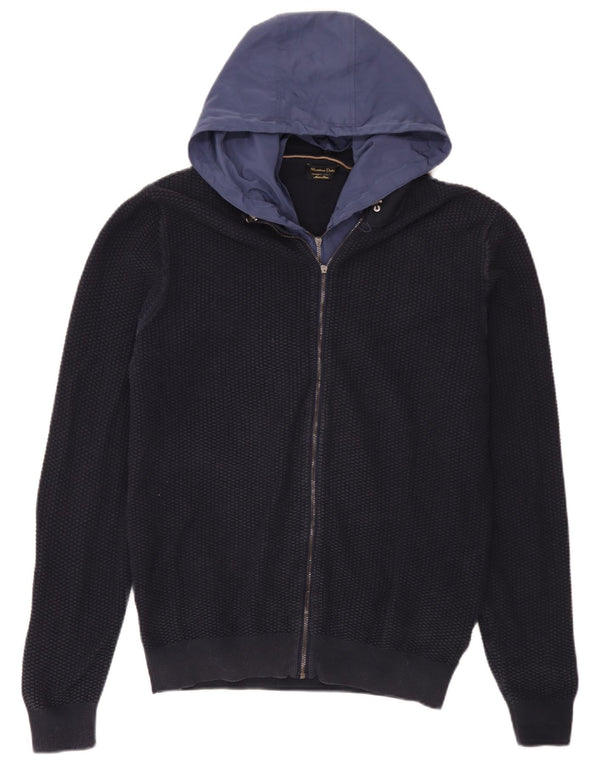 Massimo Dutti Maglione cardigan con cappuccio da uomo XL in cotone color block blu navy