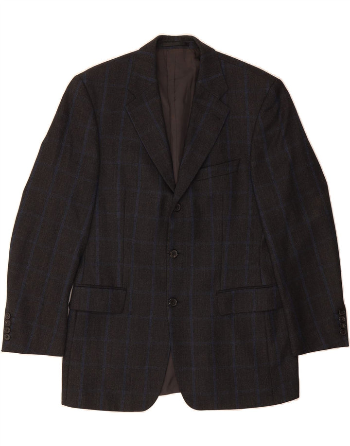 HUGO BOSS Mens 3 Button Blazer Jacket UK 40 Large Grey Check Vintage Hugo Boss and Second-Hand Hugo Boss from Messina Hembry 