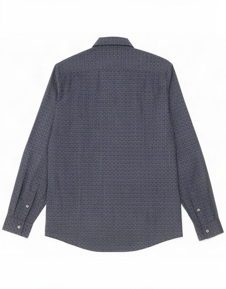 Liu Jo Camicia da uomo media in cotone a quadri blu navy