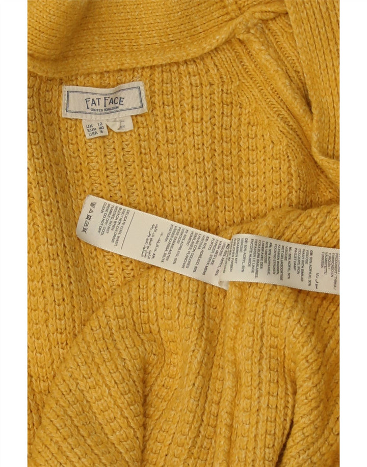 Maglione cardigan aperto da donna Fat Face UK 12 Acrilico giallo medio