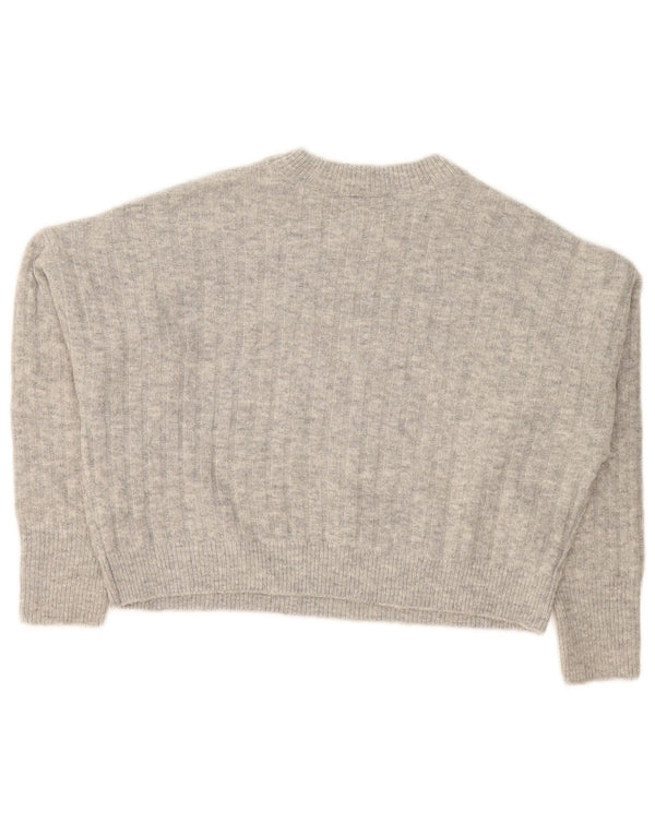 Maglione maglione girocollo corto da donna Topshop UK 10 piccolo grigio screziato