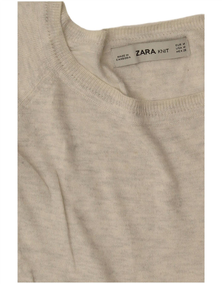 Maglione maglione con scollo a barca da donna Zara UK 14 Grigio medio