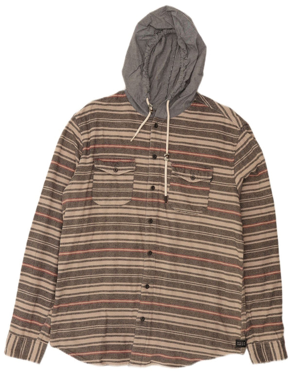 Camicia da uomo con cappuccio Billabong, cotone a righe larghe beige