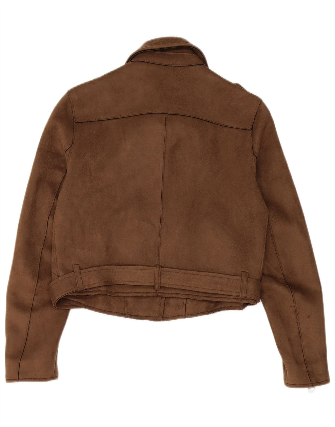 Giacca da motociclista da donna Zara UK 10 Small Marrone Poliestere