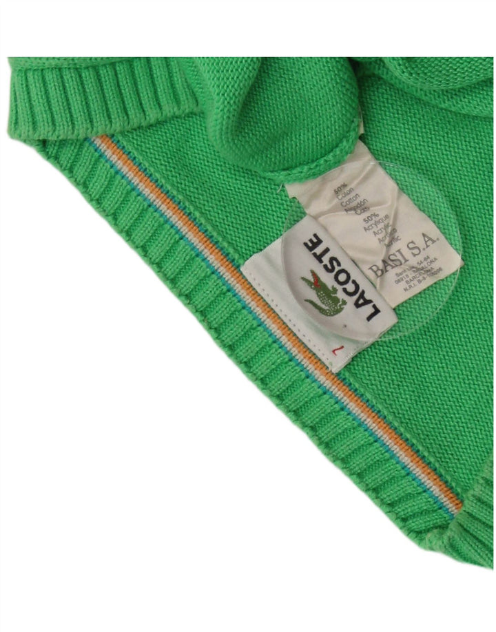 LACOSTE Maglione da uomo con scollo a V taglia 7 2XL cotone verde