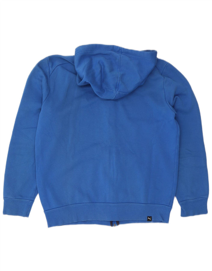 Felpa con cappuccio e zip grafica da uomo Puma piccola in cotone blu
