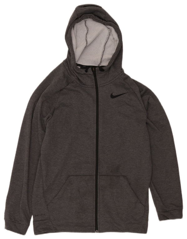 Maglione con cappuccio e zip Nike Dri Fit da uomo piccolo grigio poliestere