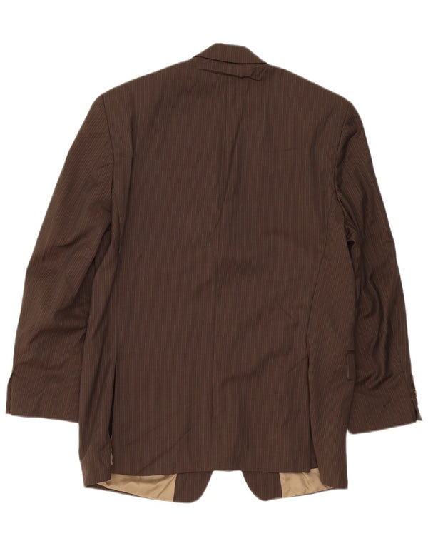 Giacca blazer a 3 bottoni da uomo Chaps UK 40 Lana nuova gessata marrone grande