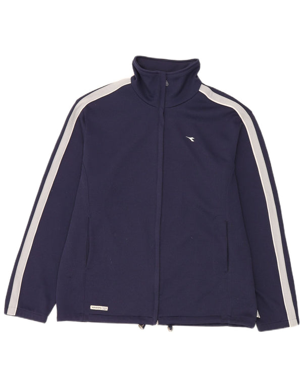 Diadora Womens Tracksuit Top Jacket IT 46 Large Navy Blue Polyester Sports