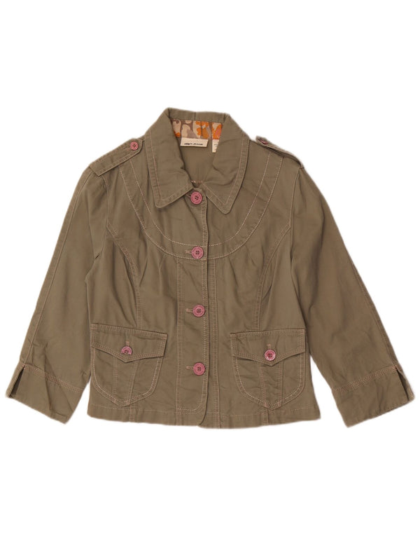 Giacca militare da donna con maniche a 3/4 DKNY UK 14 cotone kaki medio