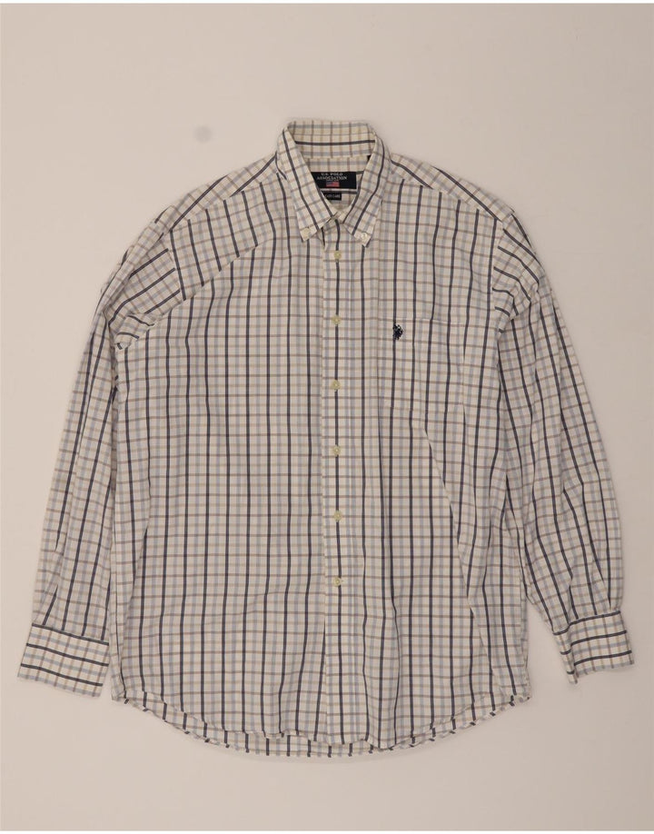 U.S. POLO ASSN. Mens Shirt Size 41/42 Large White Check Cotton Vintage U.S. Polo Assn. and Second-Hand U.S. Polo Assn. from Messina Hembry 