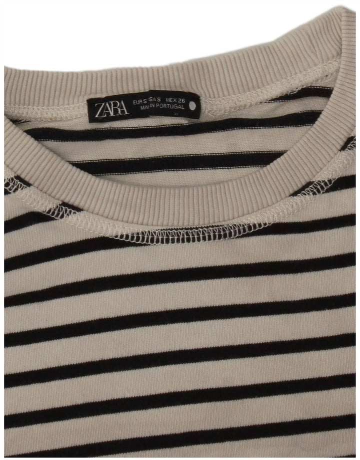 Top Zara da donna a maniche lunghe UK 10 Small White Striped