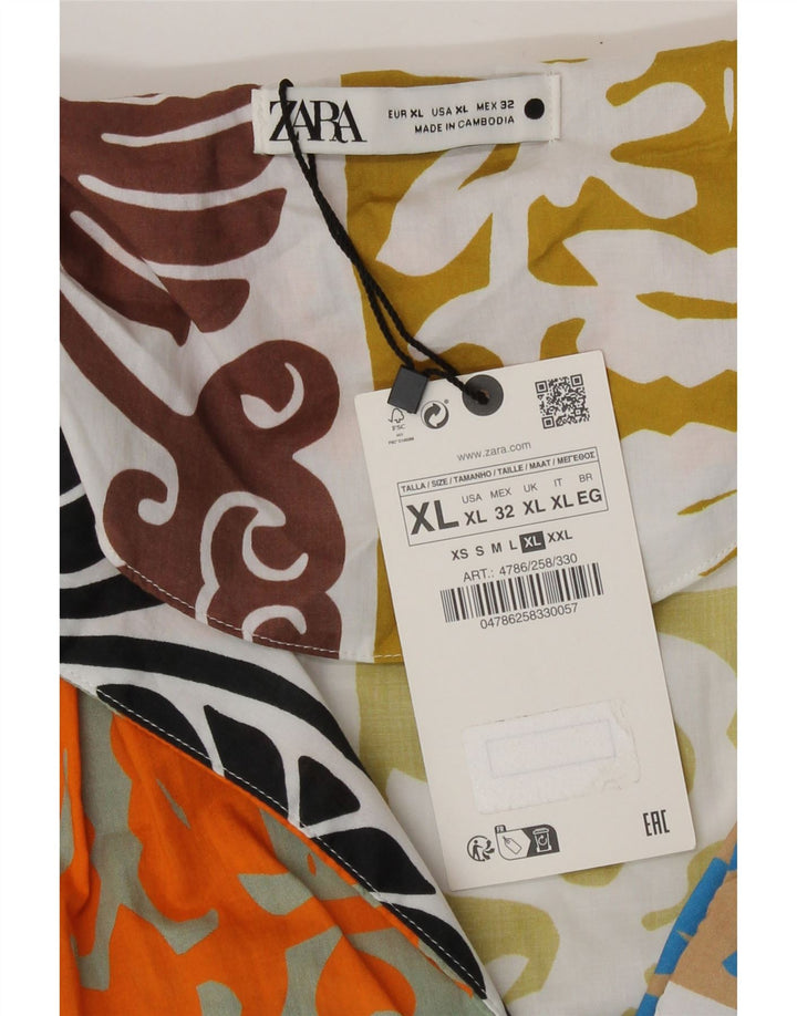Abito lungo da donna Zara UK 18 XL cotone patchwork multicolore